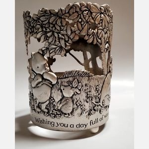 Winnie The Pooh Vintage Metalic Silver Color  Candle Holder